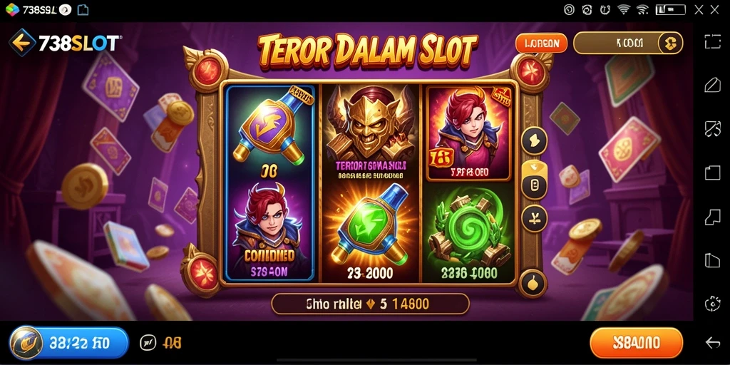 Skrinsut gameplay 738SLOT dengan suasana horror yang menegangkan.