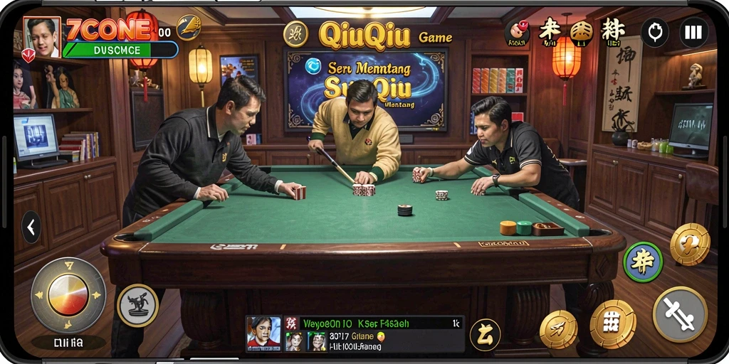 Screenshot gameplay QiuQiu yang seru dan kompetitif di 7CONE.