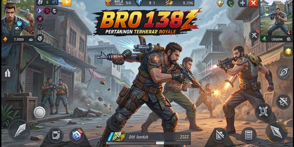 Tampilan gameplay mendebarkan dengan aksi Battle Royale di BRO138.