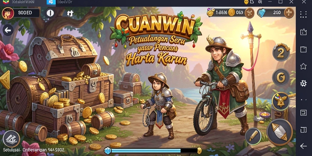 Screenshot gameplay CUANWIN menampilkan petualangan seru dengan berbagai teka-teki.