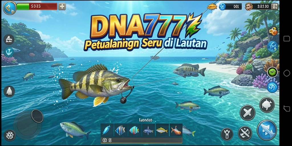 Tampak serunya gameplay memancing di DNA777 dengan berbagai jenis ikan.