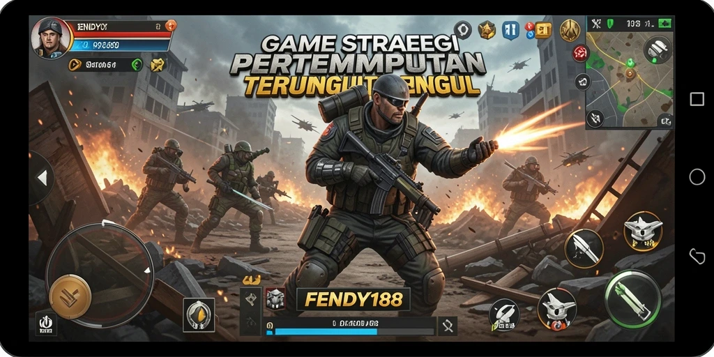 Screenshot utama FENDY188 menampilkan aksi strategi pertempuran yang mengasyikkan.