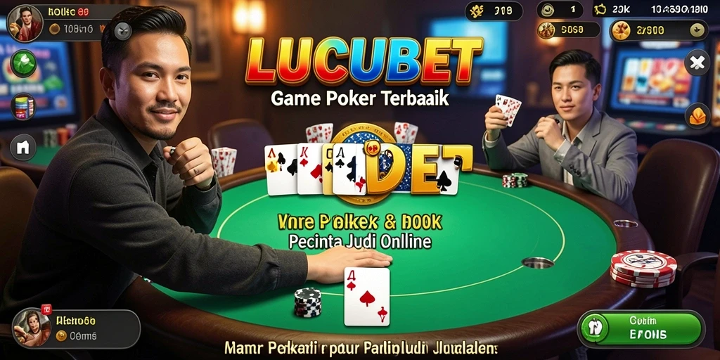 Tampilan utama permainan Poker LUCUBET dengan pemain dan meja.
