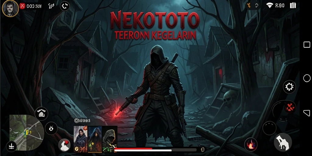 Gameplay menakutkan di NEKOTOTO dengan suasana gelap.