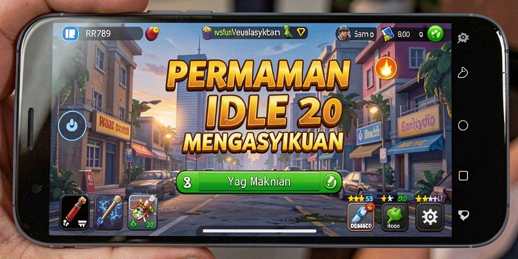Screenshot utama gameplay RR789 menampilkan kemajuan karakter dalam game Idle.