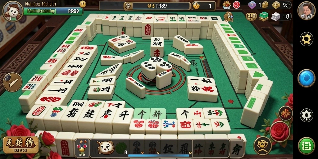 Tangkapan layar utama dari gameplay menarik Mahjong.
